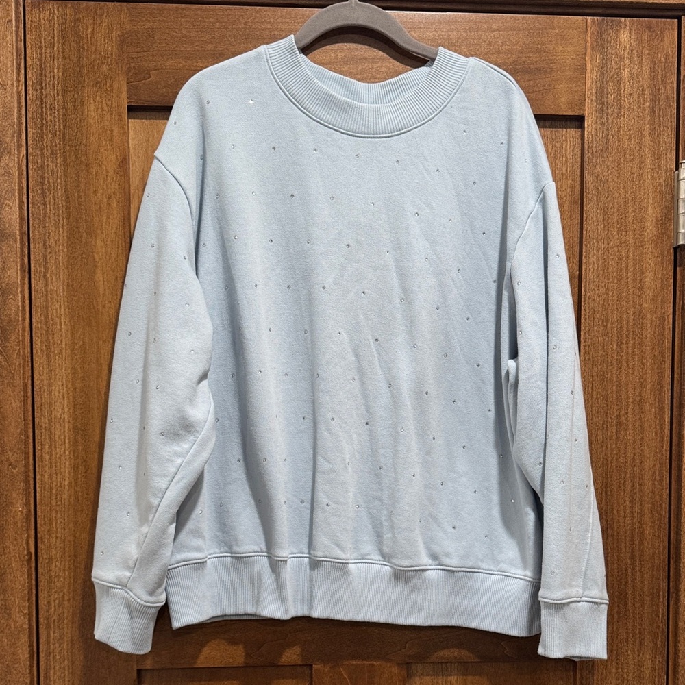 Small Rhinestone Pale Blue Crewneck Sweater